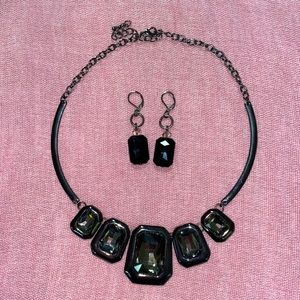 Black Jewel Necklace and Earring Set